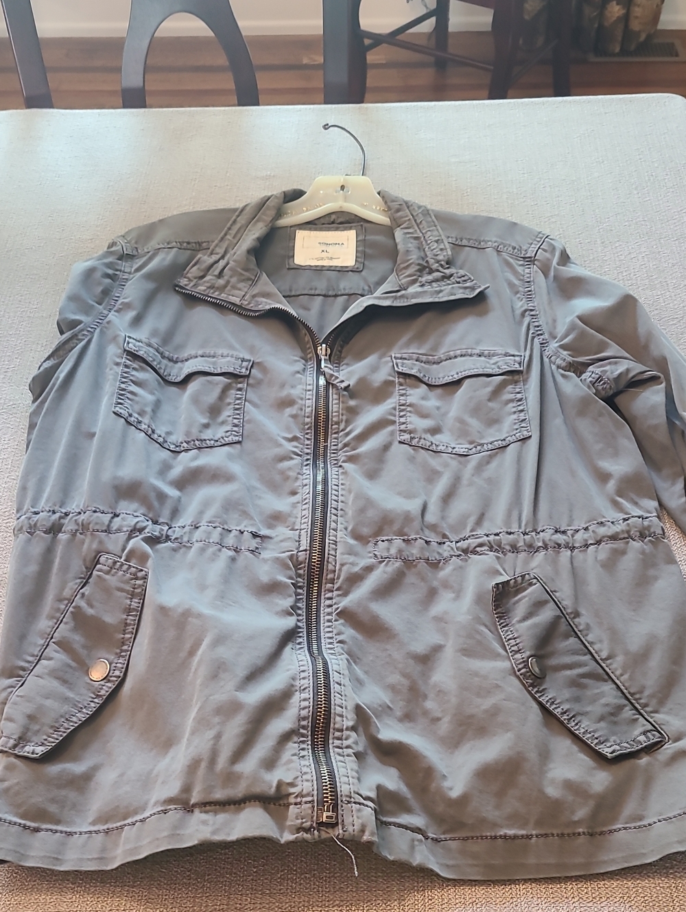 Sonoma Olive Gray Utility Jacket with Front Zip